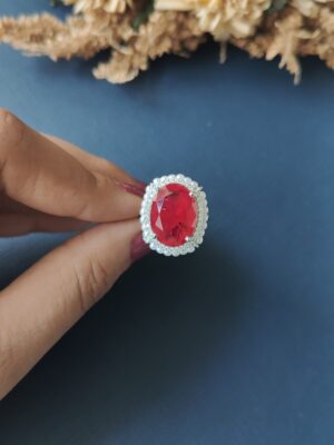 Saanvi  Diamond Ring - Red