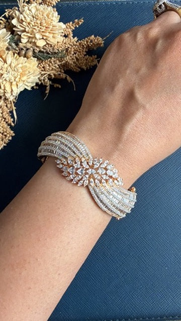 White American Diamond bracelet with gold-tone finish