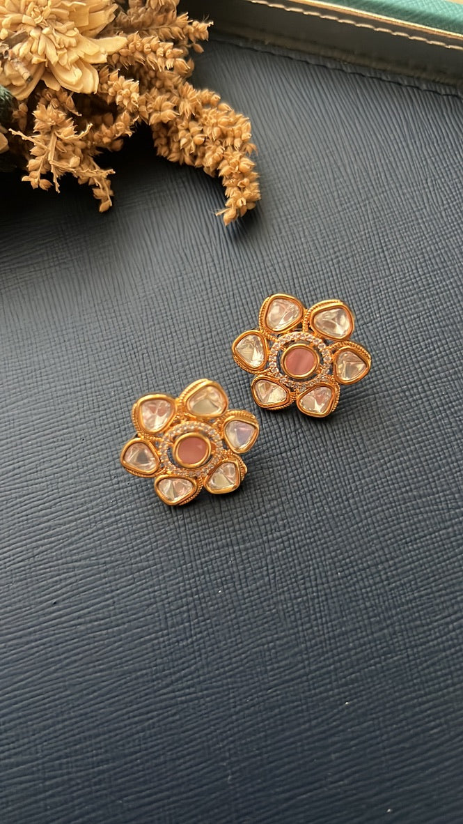 Thea Pink Kundan Earrings