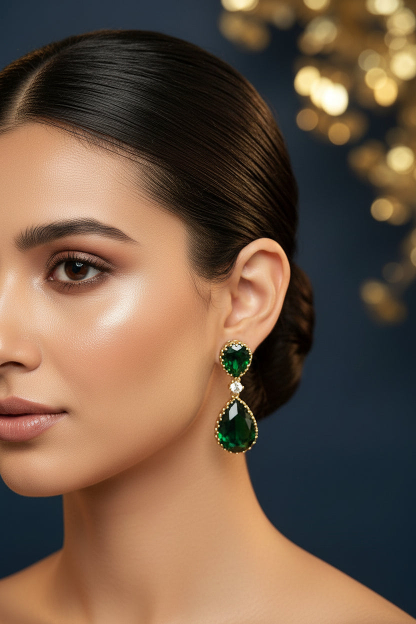 Purva Diamond Earring - Green