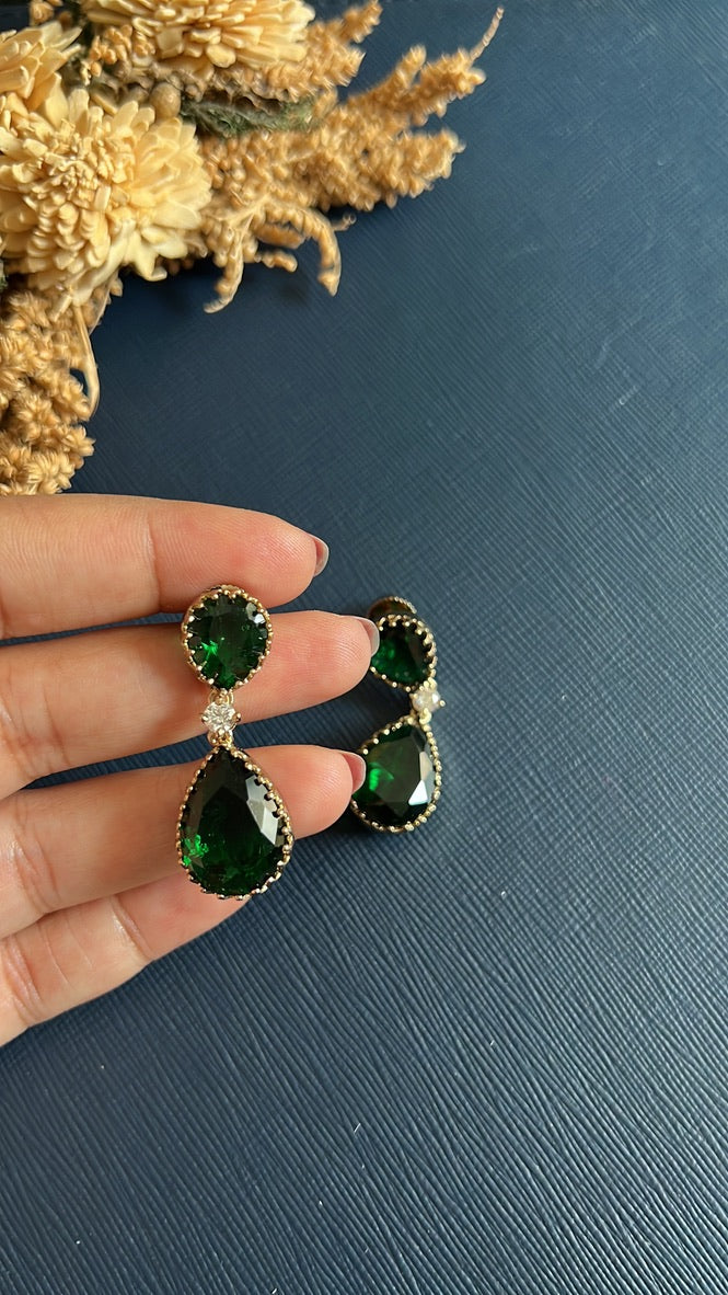 Purva Diamond Earring - Green