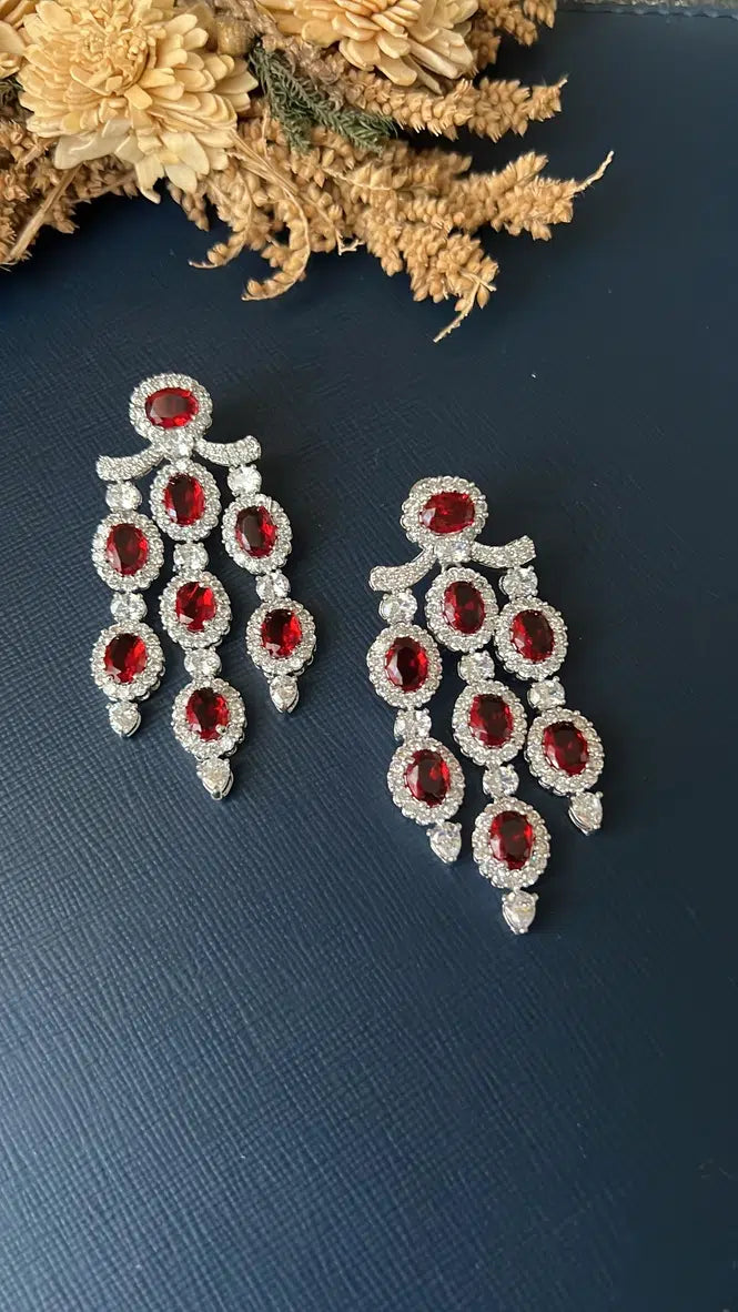 Ava Big  Earrings - Red