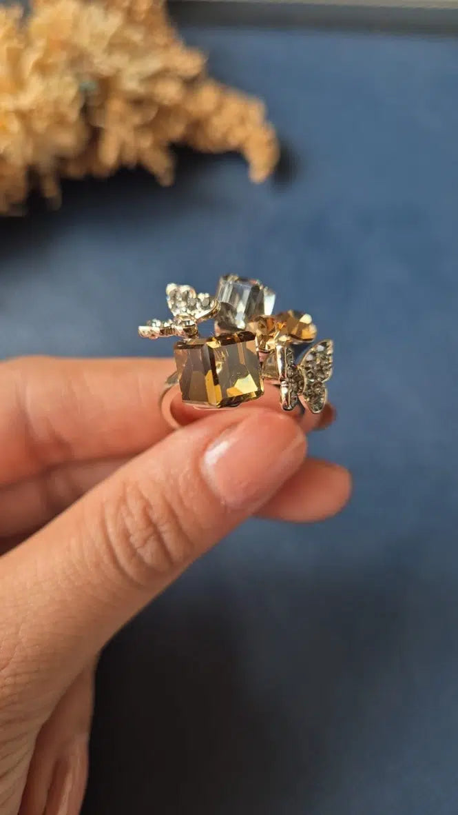 Brown Butterfly Cocktail Ring