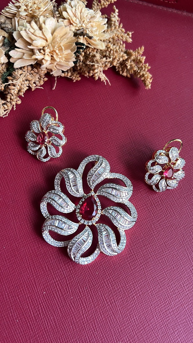 Gold-tone American Diamond pendant set from Hema Collections