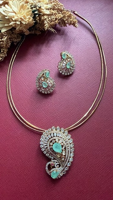 Manasavi Kundan Hasli Set - Sea Green