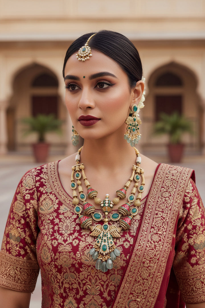 Shravika Heritage Necklace Set -Rubi