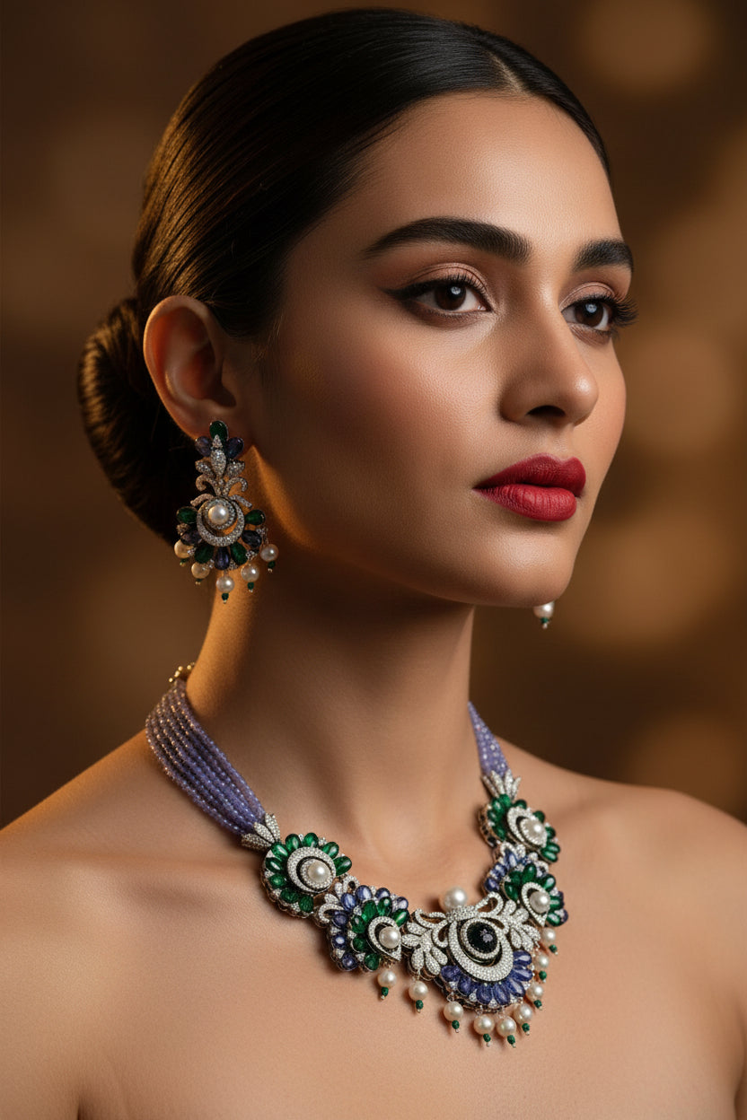 Navisha Beaded Diamond  Set