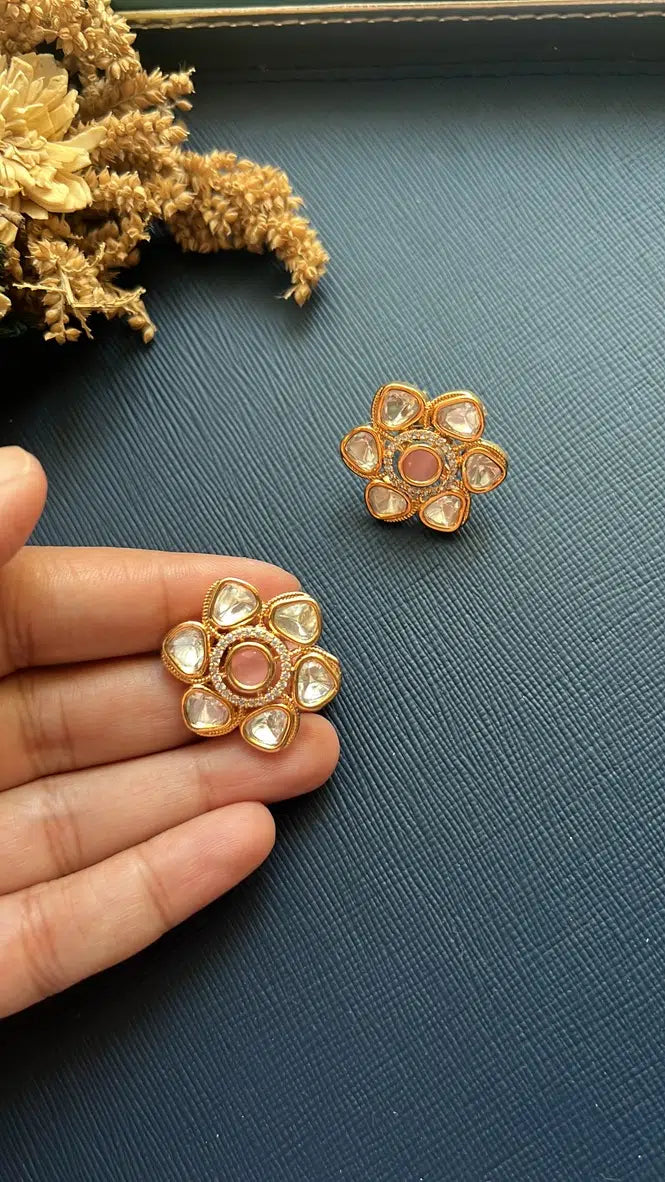 Thea Pink Kundan Earrings