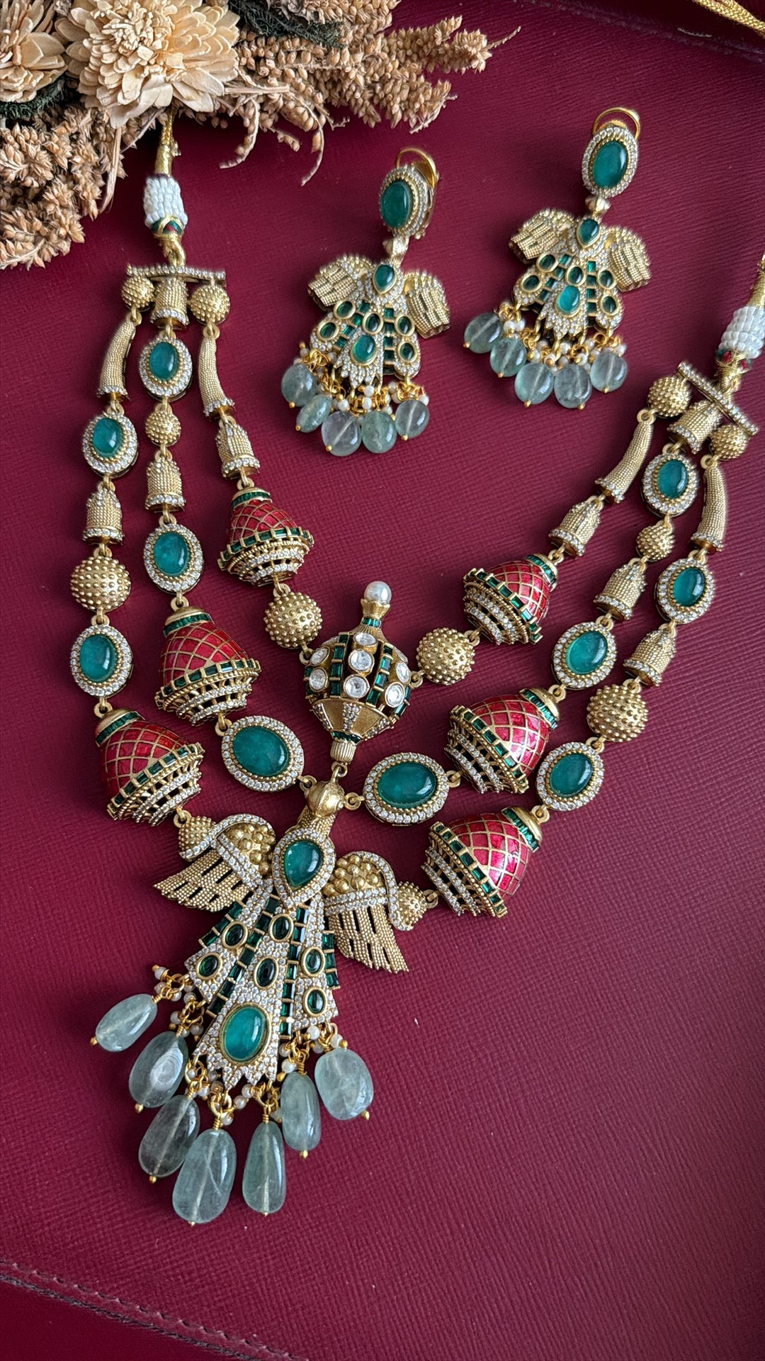Shravika Heritage Necklace Set -Rubi