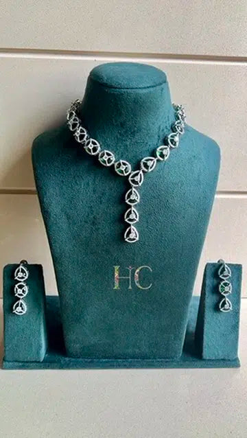 Coloured Stone Necklace Set - Emerald