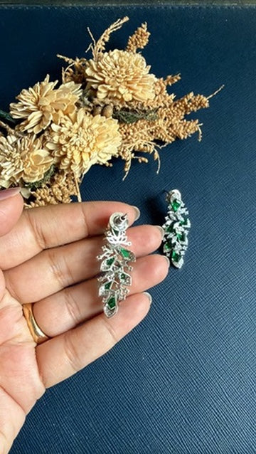 Mounika Diamond Earring-Green