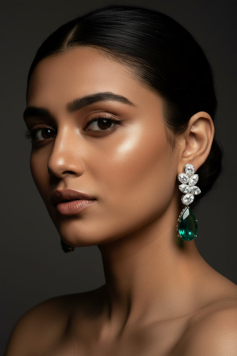 Omisha Teardrop Earrings - Green