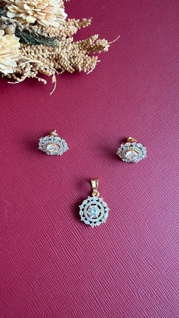 Gold-tone American Diamond pendant set from Hema Collections
