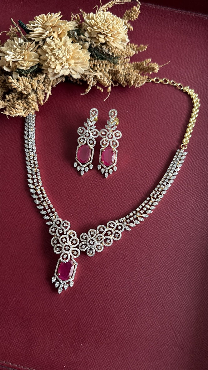 Zarna Daimond Necklace Set - Rubi