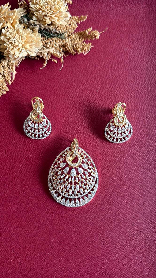 Gold-tone American Diamond pendant set from Hema Collections