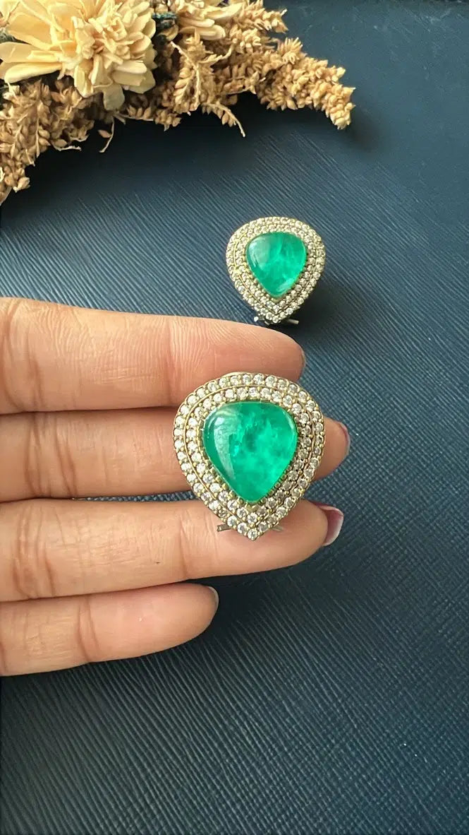 Doublet Stone Studs - Green