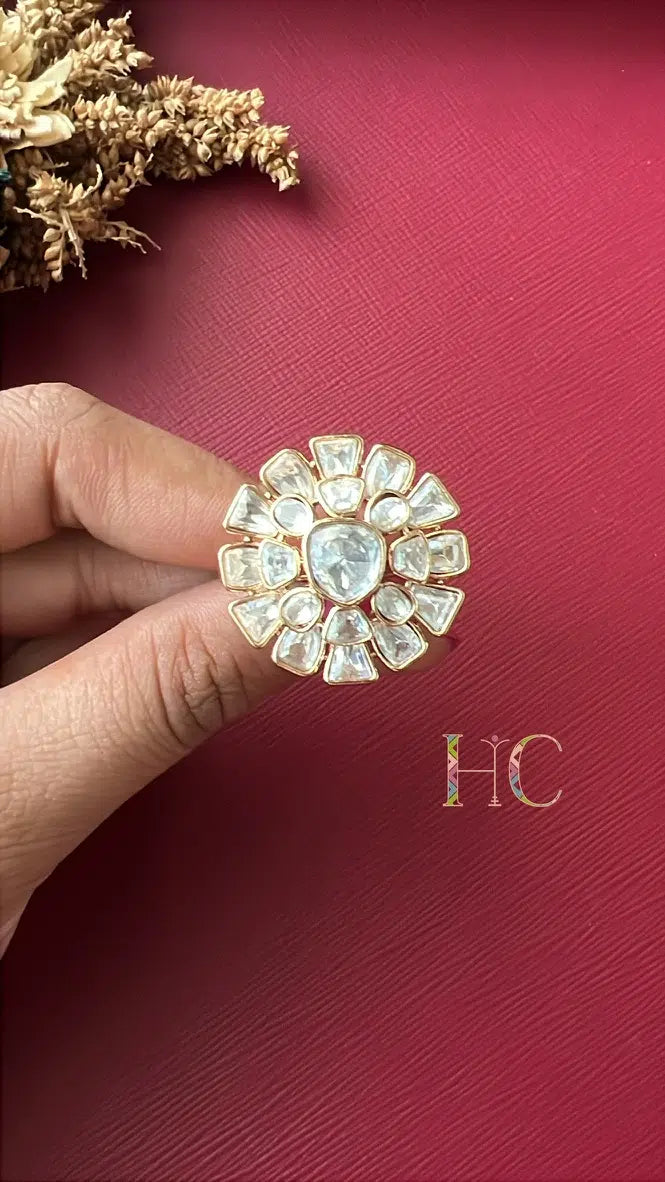 Tulsi Kundan Ring