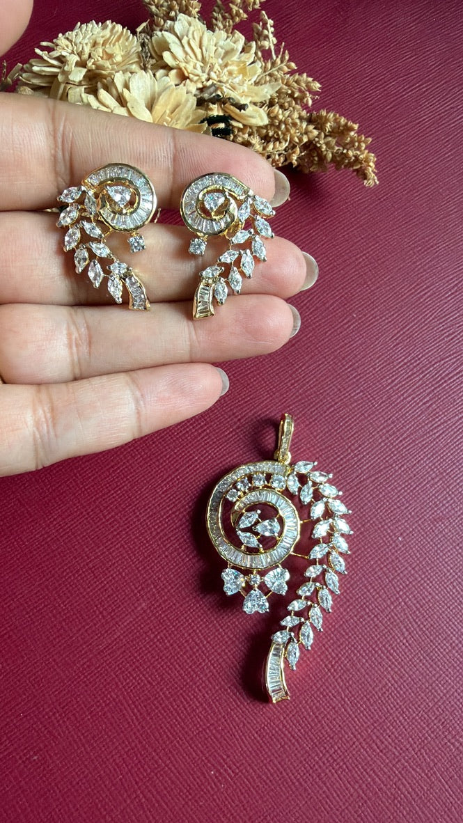 Gold-tone American Diamond pendant set from Hema Collections