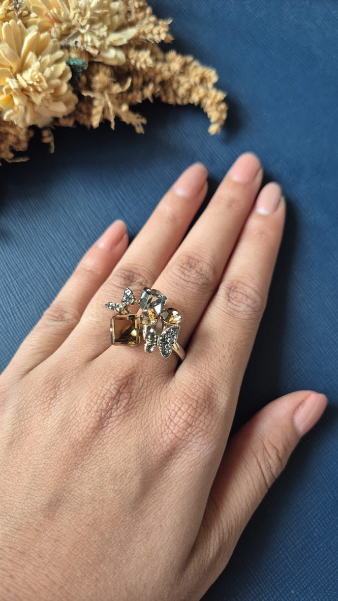 Brown Butterfly Cocktail Ring