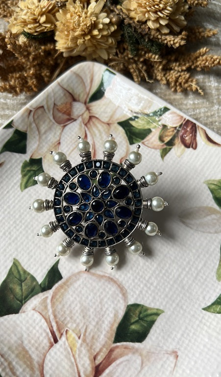 Dual Tone Sliver Replica Jumbo Ring- Blue