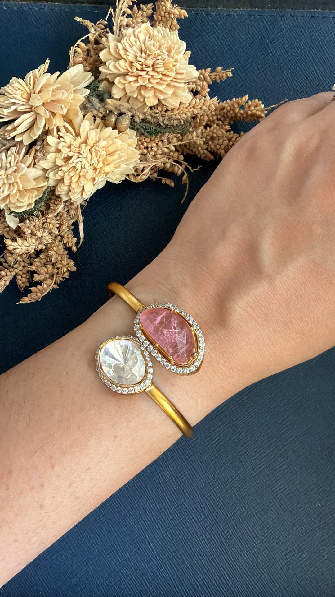 Ayati Doublet stone Bracelet - Baby Pink
