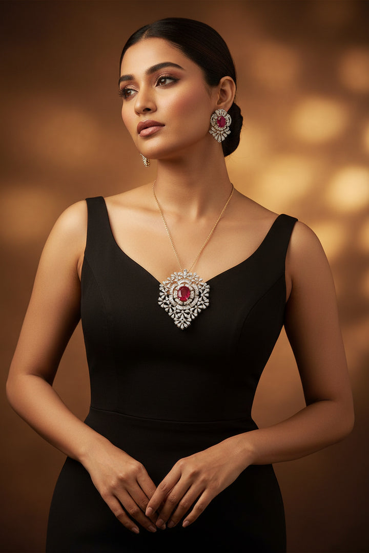Amara Pendant Set - Red