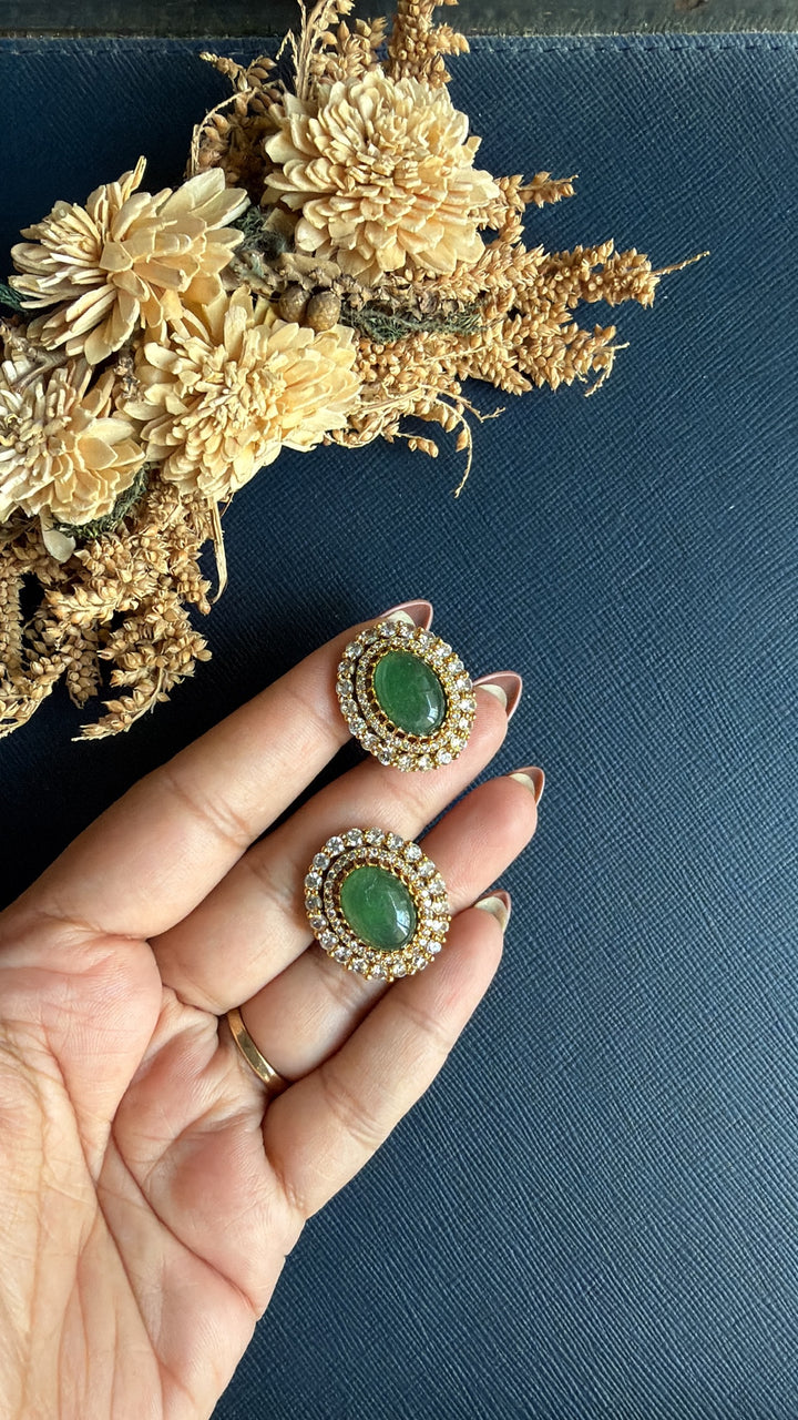 Leela Doublet Studs - Green