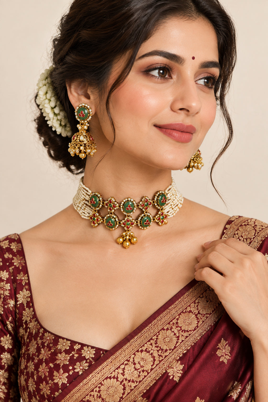 Layla Pachi Kundan Choket Set