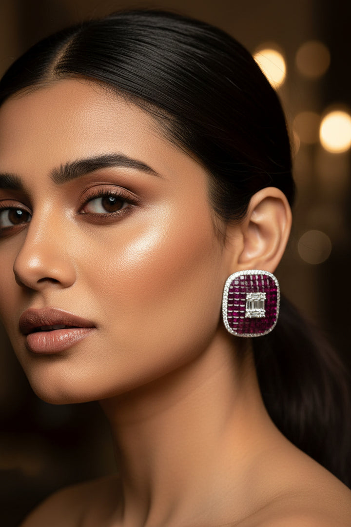 Nipa Diamond Studs - Wine