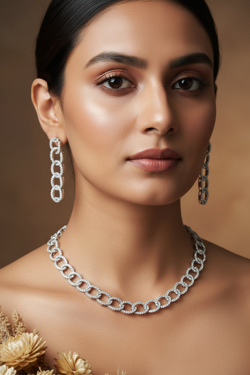 Chain Diamond Necklace Set