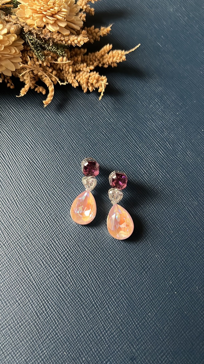 Swarovski Ear Spike- Pink &amp; Wine