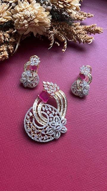 Zarna Diamond Pendant Set -Rubi