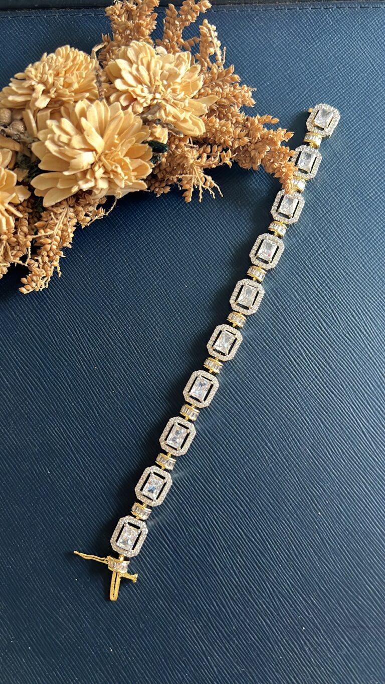 Navitha CZ tennis bracelet worn on wrist, festive jewellery for women