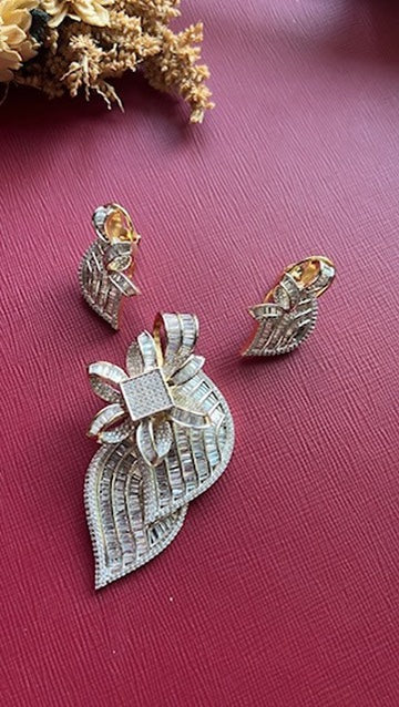 Gold-tone American Diamond pendant set from Hema Collections