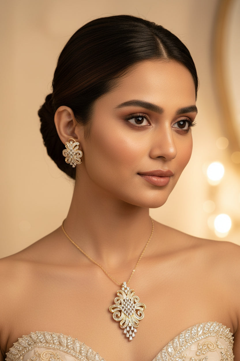 Kashvi Diamond Pendant Set