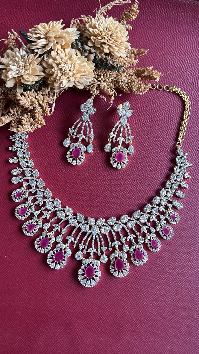 Gurnaz Diamond Necklace Set - Rubi