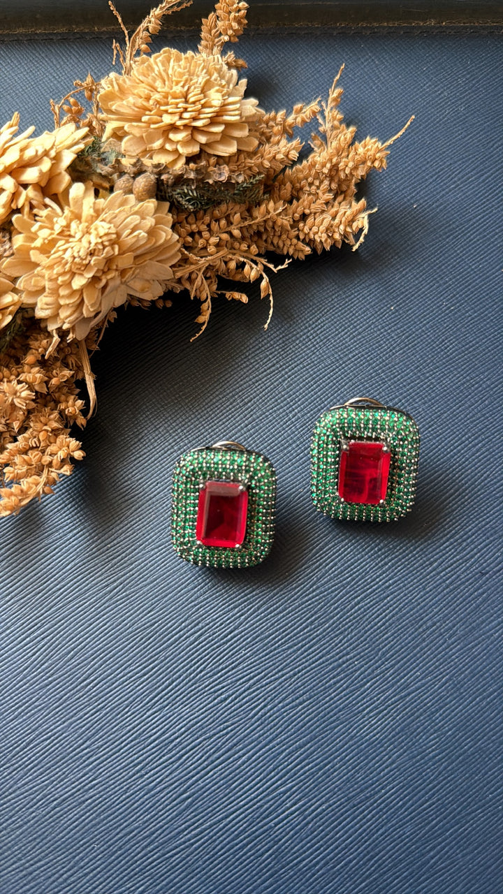 Kaira Diamond Studs - Red
