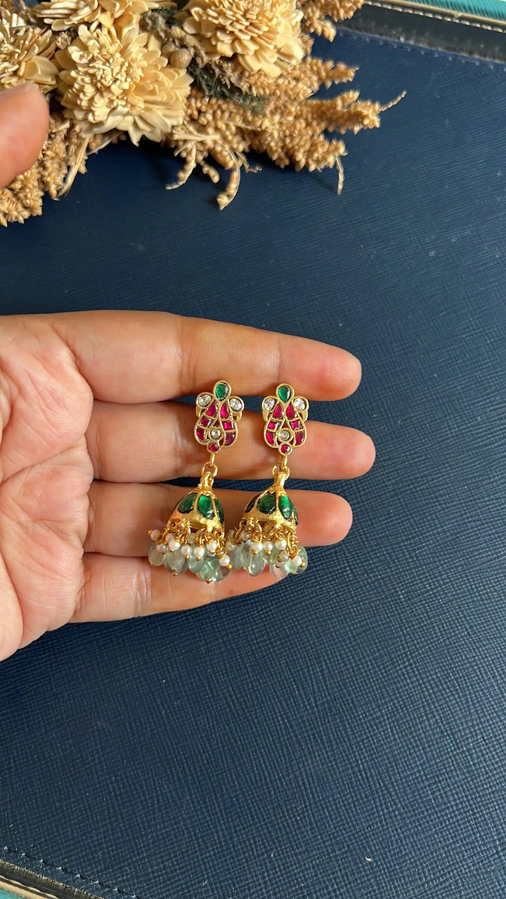 Emerald &amp; Ruby Kundan Jhumka