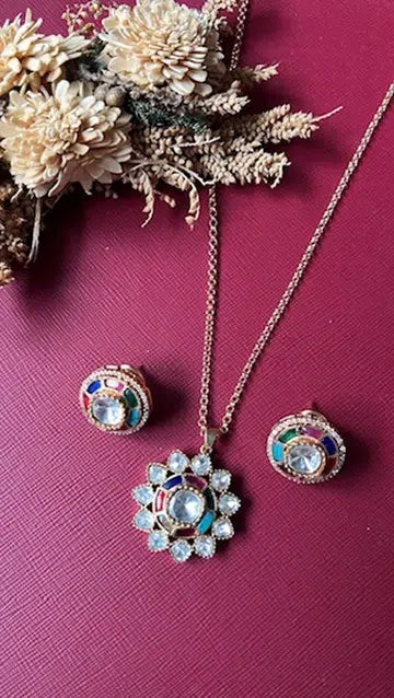 Gold-tone Kundan pendant set from Hema Collections