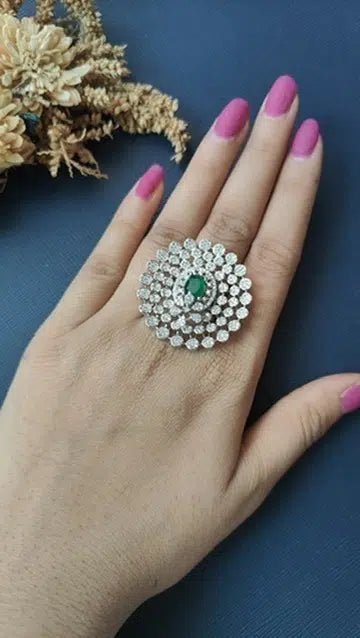 Reeti Big Diamond Ring - Green