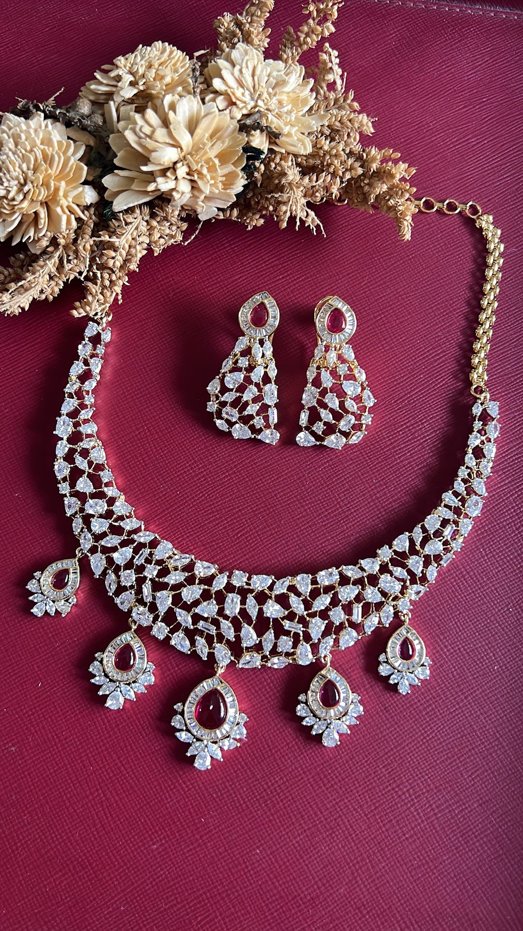 Suchitra Diamond Necklace Set - Rubi