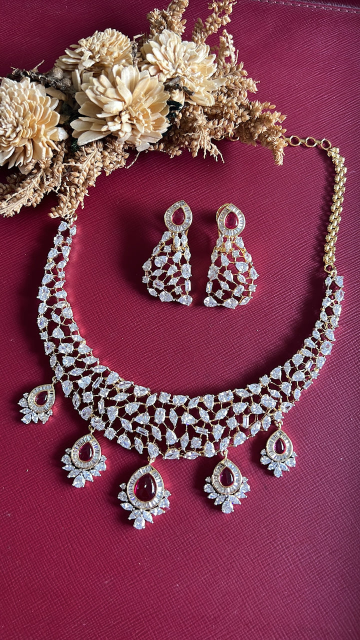 Suchitra Diamond Necklace Set - Rubi
