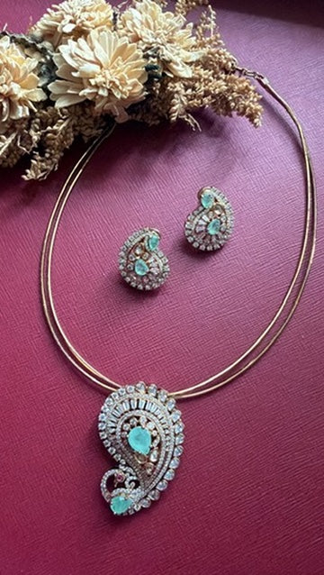 Manasavi Kundan Hasli Set - Sea Green