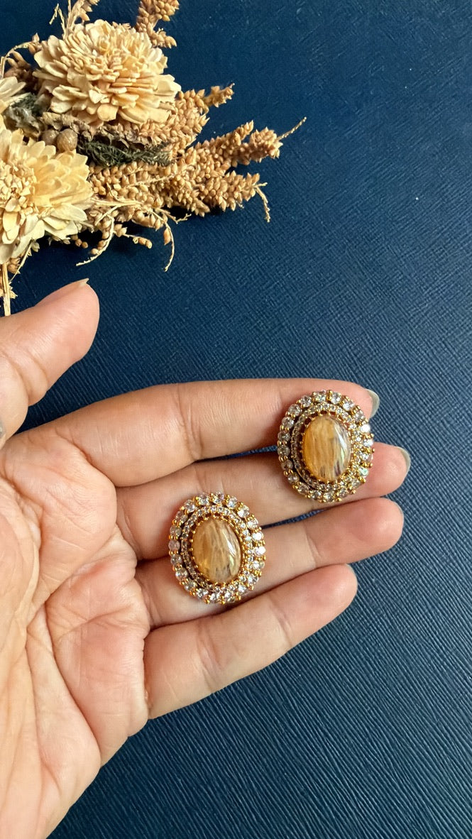 Leela Doublet Studs - Brown