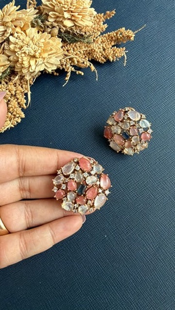 Sheesa Doublet Studs- Pink
