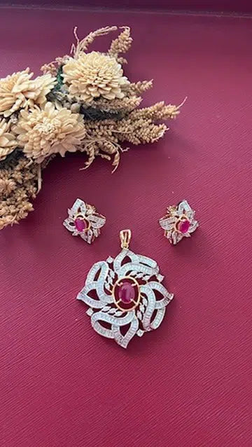 Gold-tone American Diamond pendant set from Hema Collections