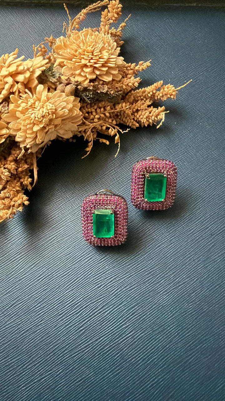 Kaira Diamond Studs - Green