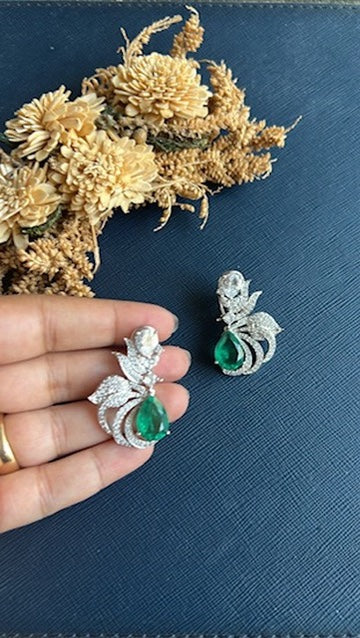 Lopa Diamond Studs - Green