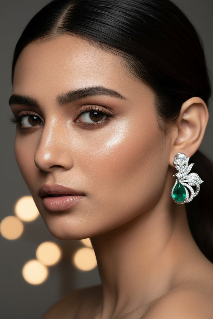 Lopa Diamond Studs - Green
