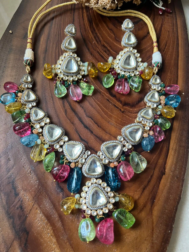 Multicolour Tourmaline Kundan set